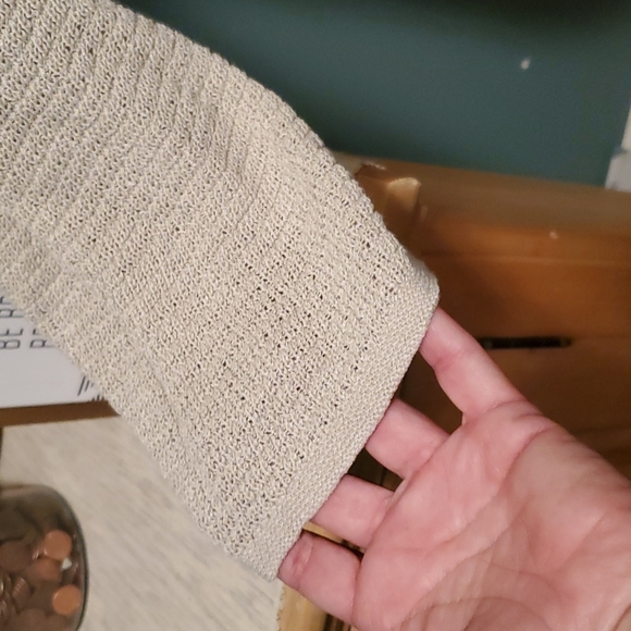 J Jill Linen Blend Open Knit V Neck Sweater Tan Size XL - Picture 3 of 9